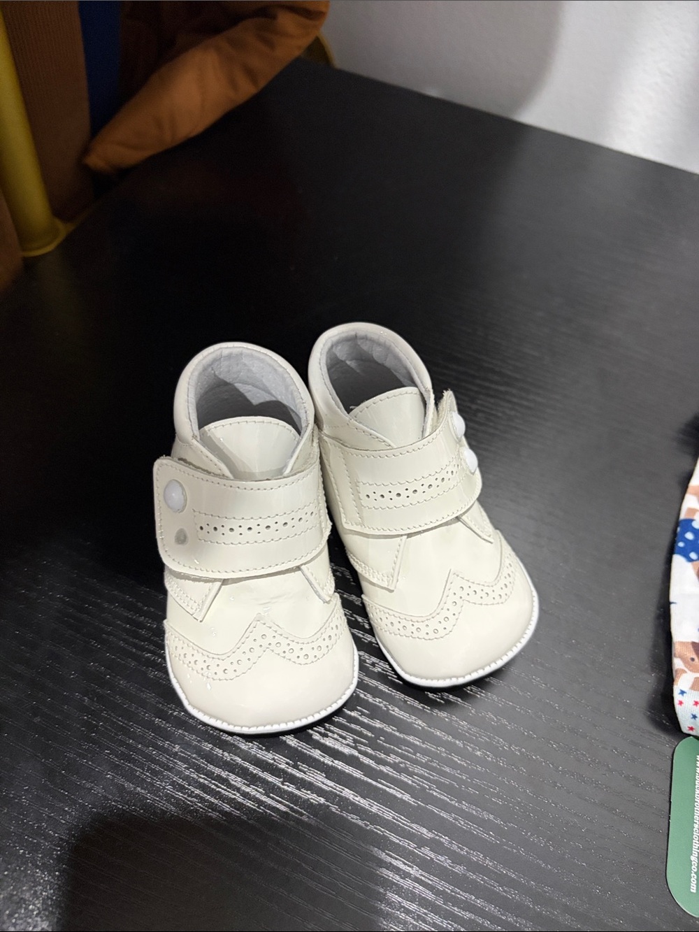 Cream Leather Baby Walker Shoes with Velcro Strap